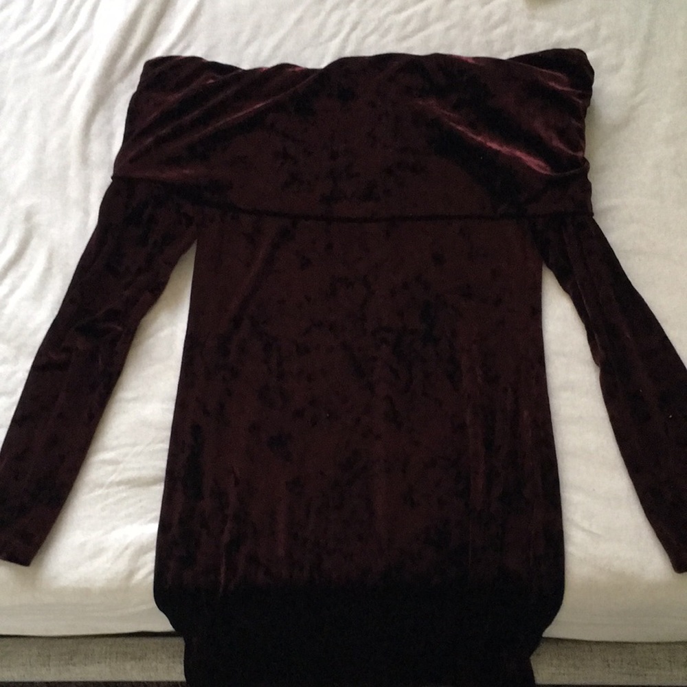 Off the shoulder dark red dress